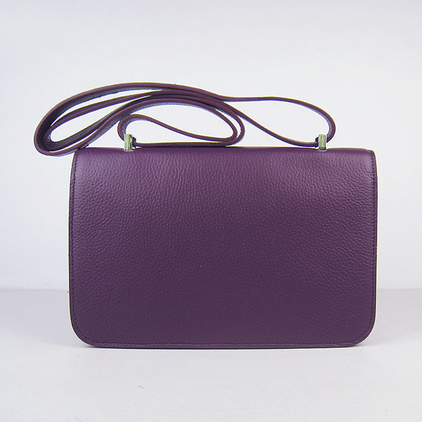7A Hermes Constance Togo Leather Single Bag Purple Silver Hardware H020